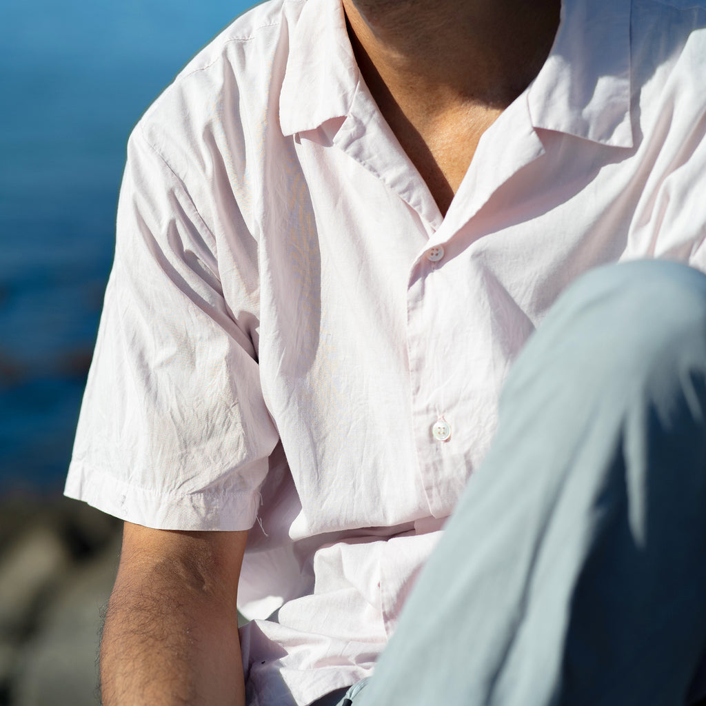 ahe | GARMENT DYE OPEN COLLAR SHIRT