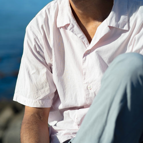 ahe | GARMENT DYE OPEN COLLAR SHIRT
