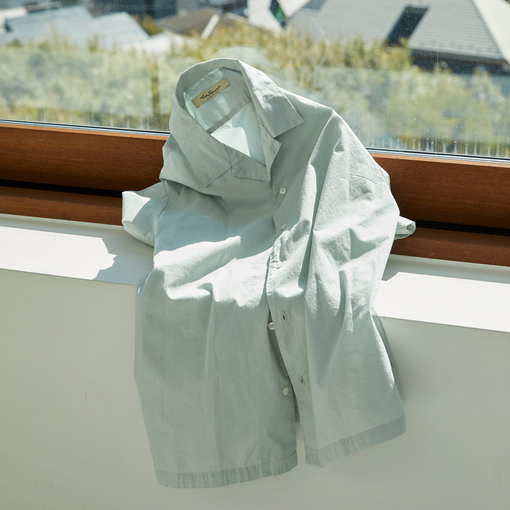 ahe | GARMENT DYE OPEN COLLAR SHIRT