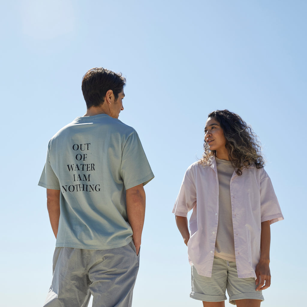 ahe | GARMENT DYE OPEN COLLAR SHIRT