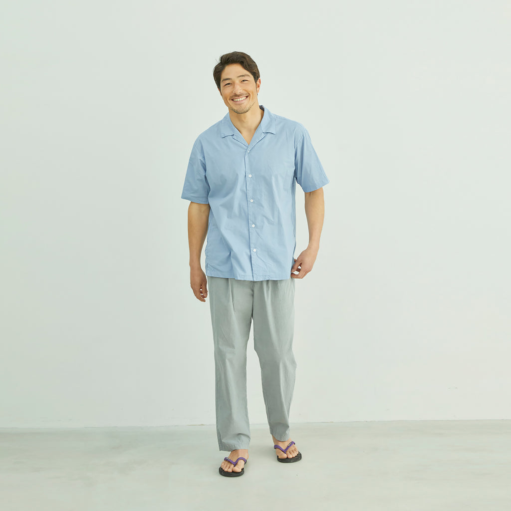 ahe | GARMENT DYE OPEN COLLAR SHIRT